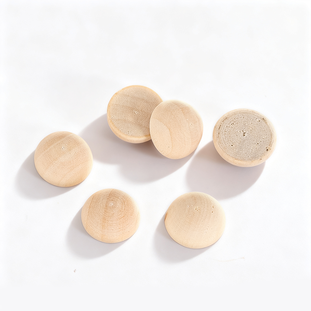 Craft Embellishments - 120 szt. 15mm Półkule Drewniane Niewykończone