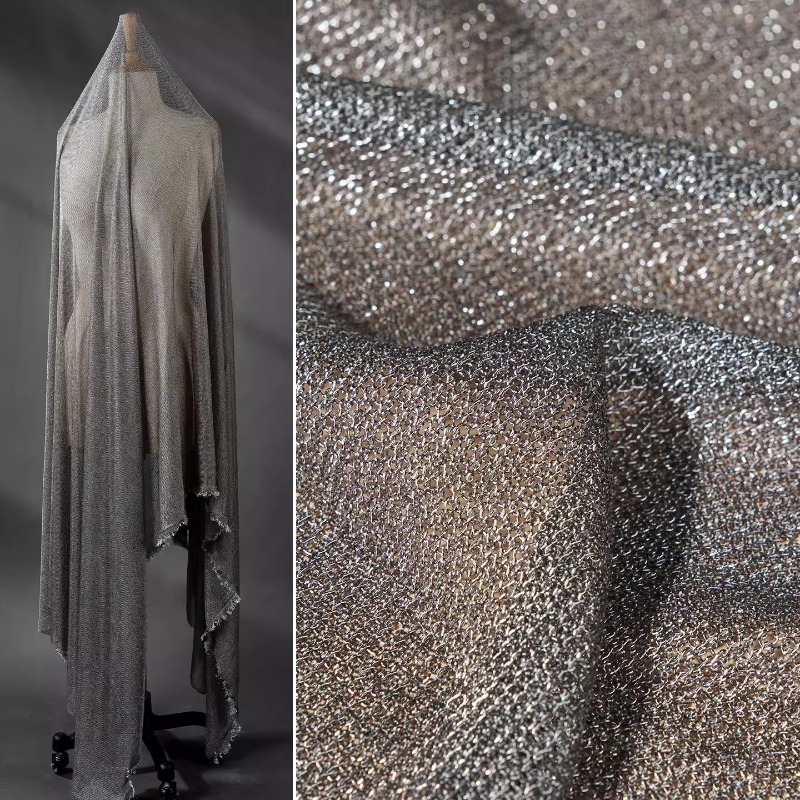 Jasnoszara metaliczna tkanina  – Crystal Mesh Fabric recenzja i cena